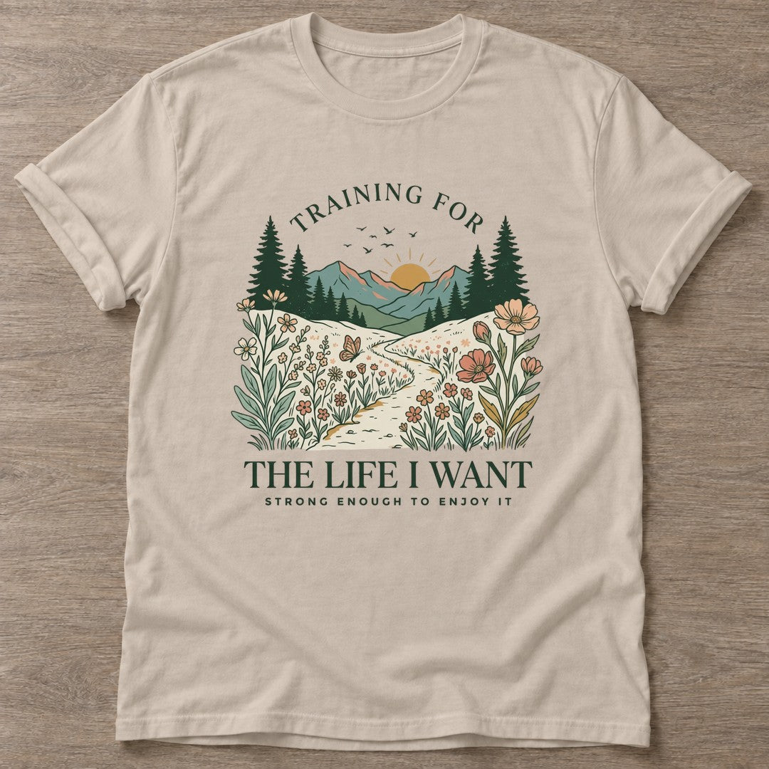 Sand Enjoy The Climb T-shirt — motivational slogan design, for women who train