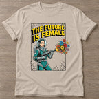 Sand Flower Power Astronaut T-shirt — floral strength design, for women who train