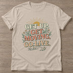 Sand Morning Momentum T-shirt — motivational slogan design, for women who train