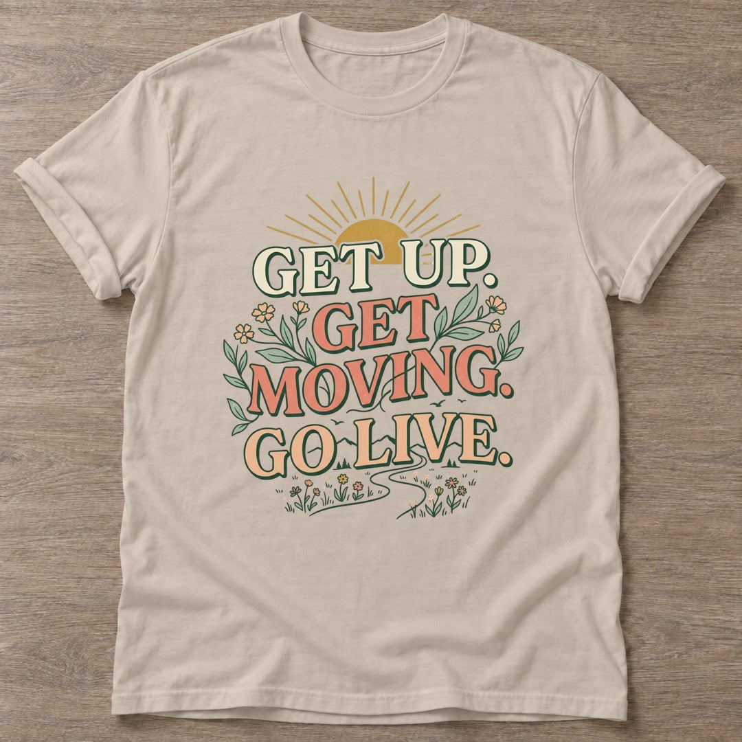 Sand Morning Momentum T-shirt — motivational slogan design, for women who train