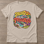 Sand Proud Progress T-shirt — growth mindset design, for women building a habit