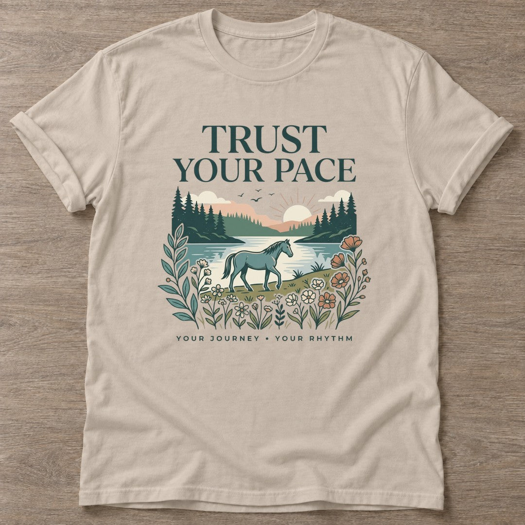 Sand Journey Rhythm T-shirt — motivational slogan design, for women who train