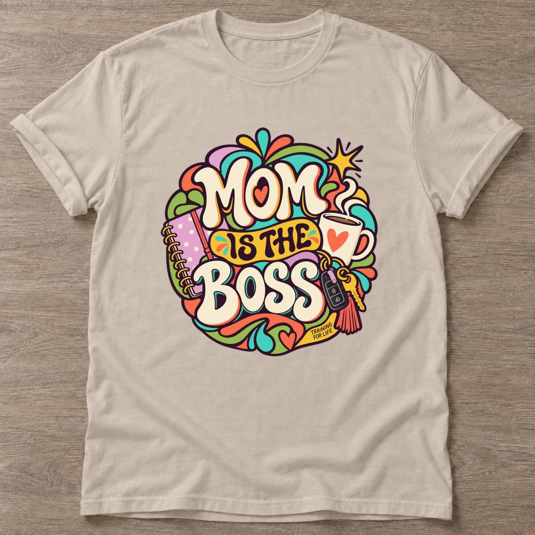Sand Boss Mom T-shirt — motivational slogan design, for women who train