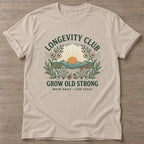 Sand Botanical Aging T-shirt — longevity training design, for women over 40