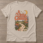 Sand Wildflower Path T-shirt — floral strength design, for women who train