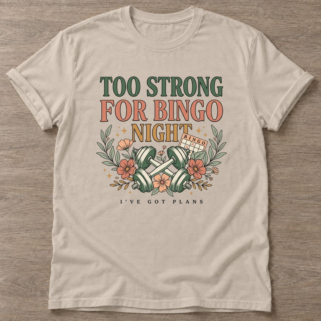Sand Bingo Gym Life T-shirt — funny gym slogan, for women who train and laugh about it
