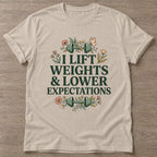Sand Lift And Lower T-shirt — weightlifting design, for women who lift