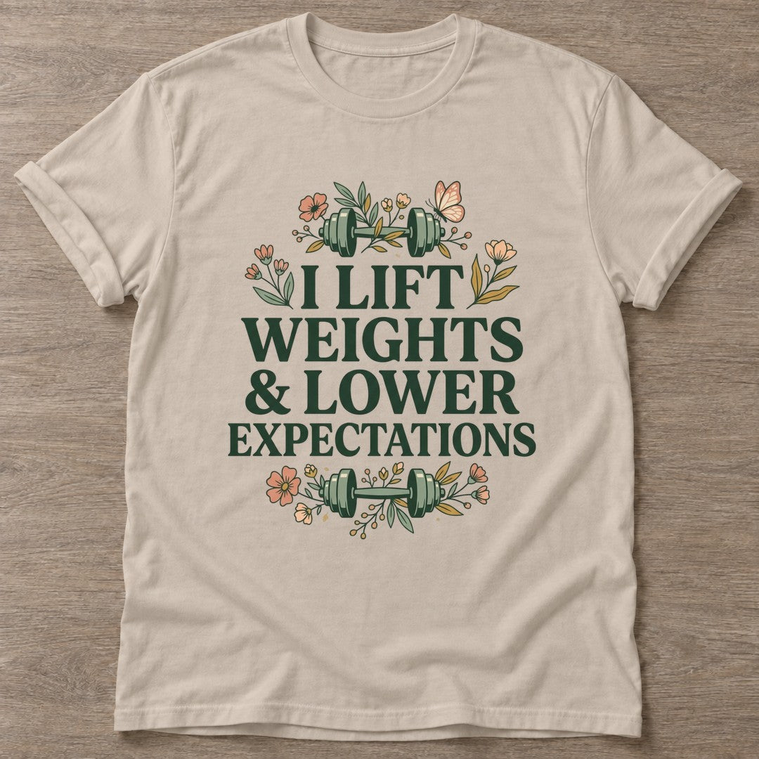 Sand Lift And Lower T-shirt — weightlifting design, for women who lift
