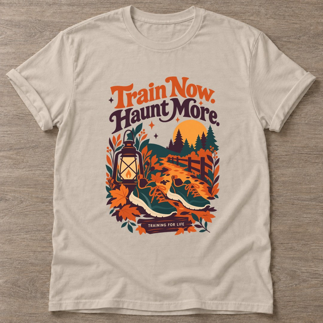 Sand Autumn Hustle T-shirt — motivational slogan design, for women who train