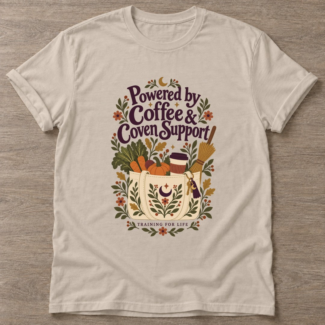 Sand Coven Support T-shirt — gym club design, for women who train together