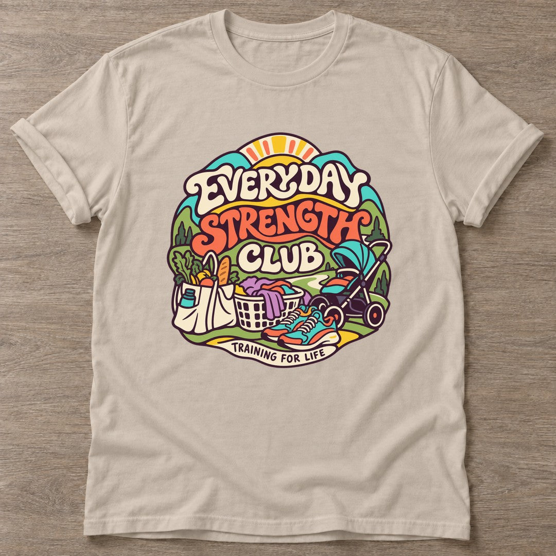 Sand Everyday Strength Club T-shirt — gym club design, for women who train together