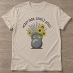 Sand Iron Flowers T-shirt — floral strength design, for women who train