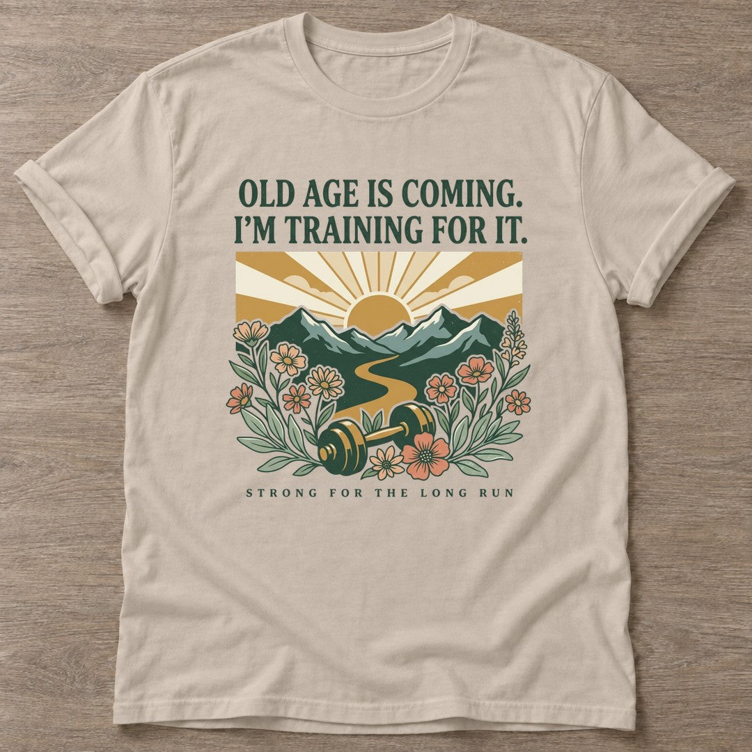Sand Long Run Strong T-shirt — longevity training design, for women over 40