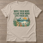 Sand Motion Brings Clarity T-shirt — everyday workout design, for women who move