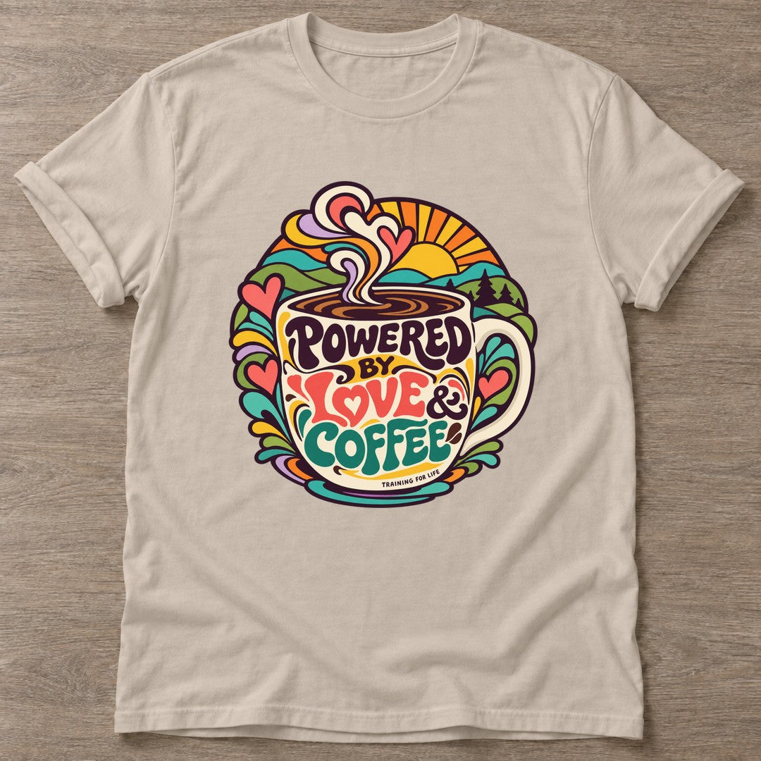 Sand Coffee Fuel T-shirt — funny gym slogan, for women who train and laugh about it