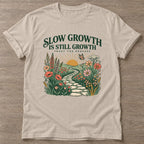 Sand Blooming Path T-shirt — floral strength design, for women who train