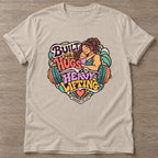 Sand Built For Hugs T-shirt — body positive design, for every body in the gym