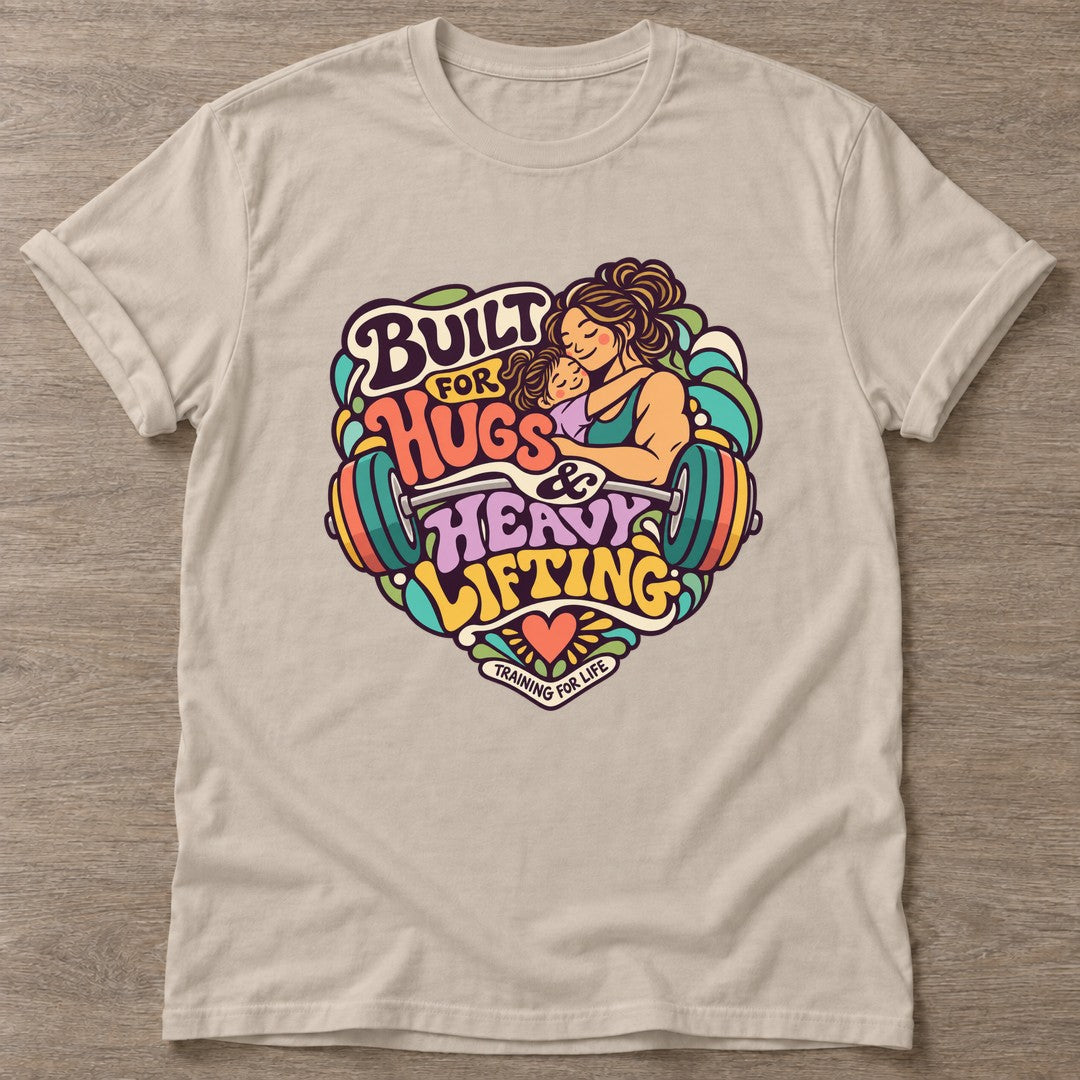 Sand Built For Hugs T-shirt — body positive design, for every body in the gym