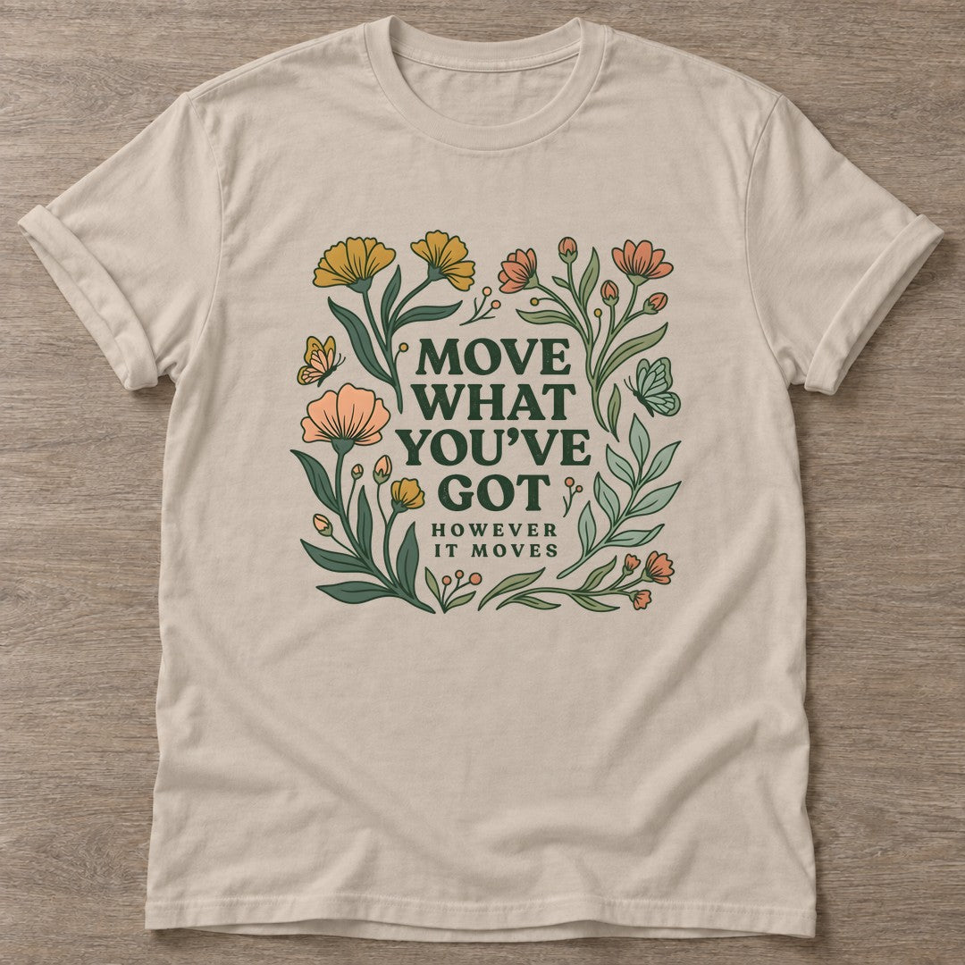 Sand Growth Motion T-shirt — growth mindset design, for women building a habit