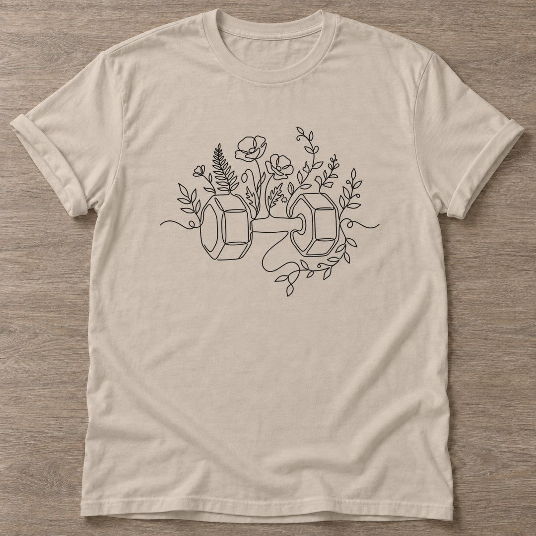 Sand Strength Blooms T-shirt — floral strength design, for women who train