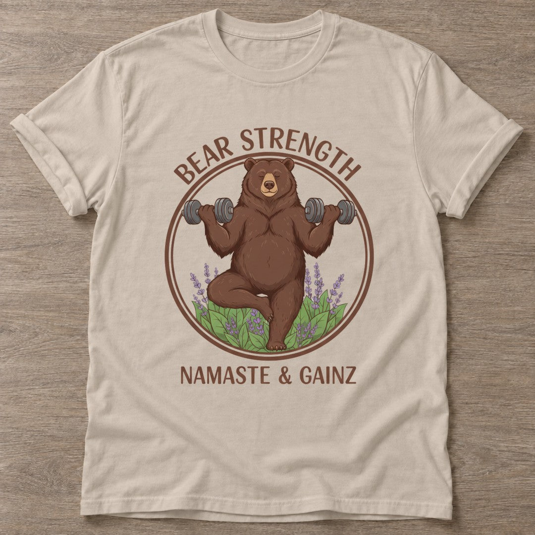 Sand Zen Gains T-shirt — funny gym slogan, for women who train and laugh about it