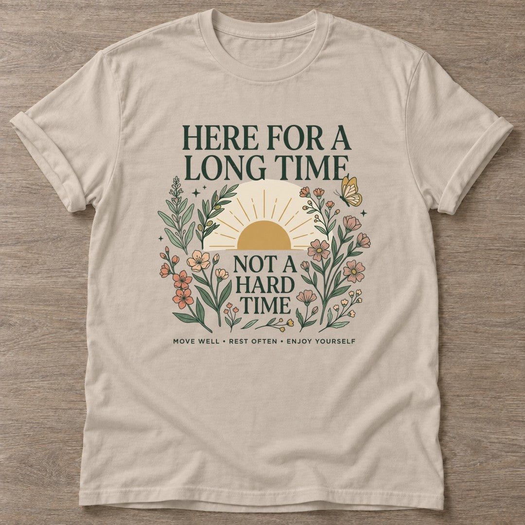 Sand Long Time Energy T-shirt — longevity training design, for women over 40