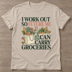 Sand Workout Payoff T-shirt — motivational slogan design, for women who train