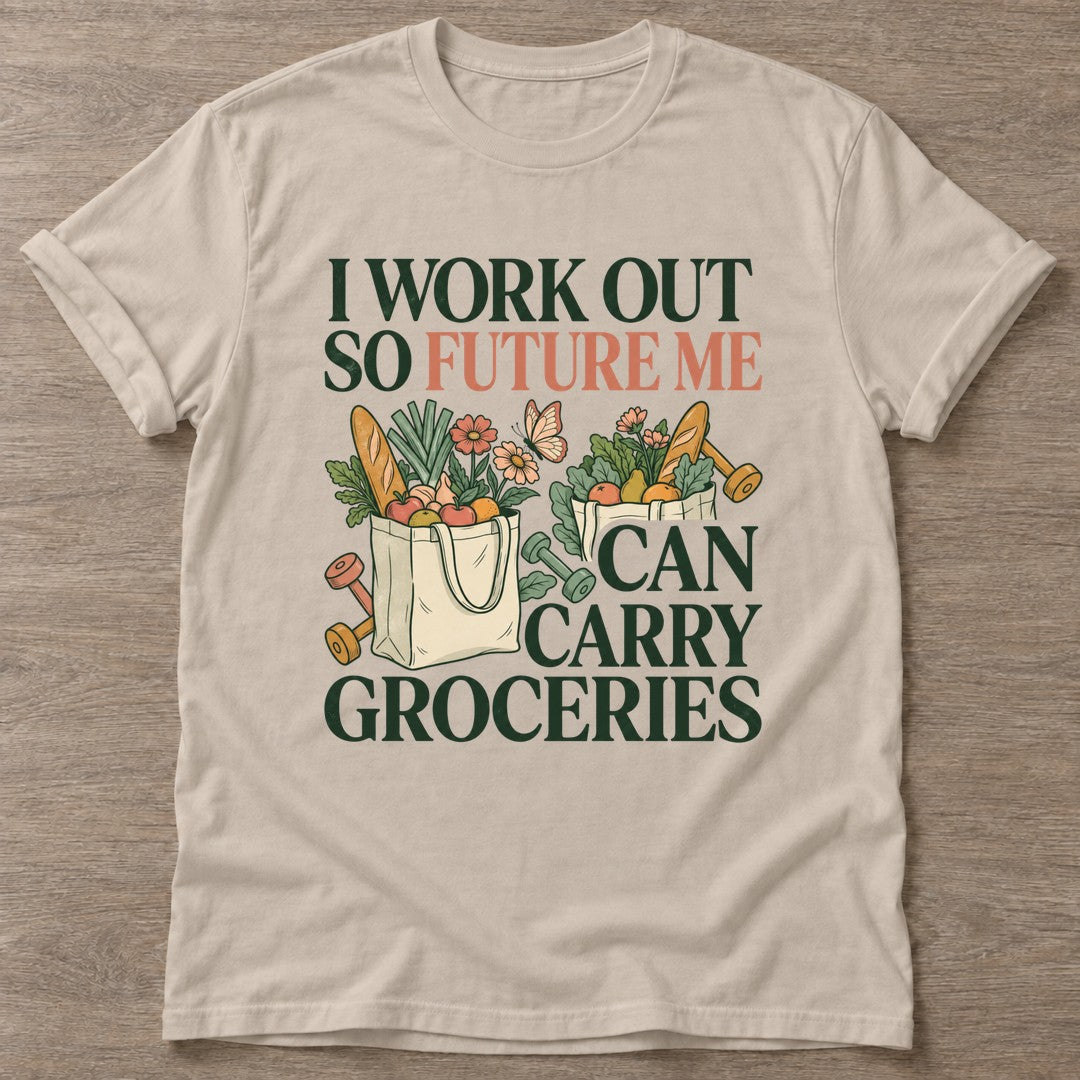 Sand Workout Payoff T-shirt — motivational slogan design, for women who train