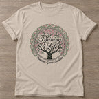 Sand Blooming Purpose T-shirt — floral strength design, for women who train