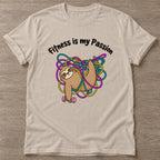 Sand Sloth T-shirt — funny gym slogan, for women who train and laugh about it