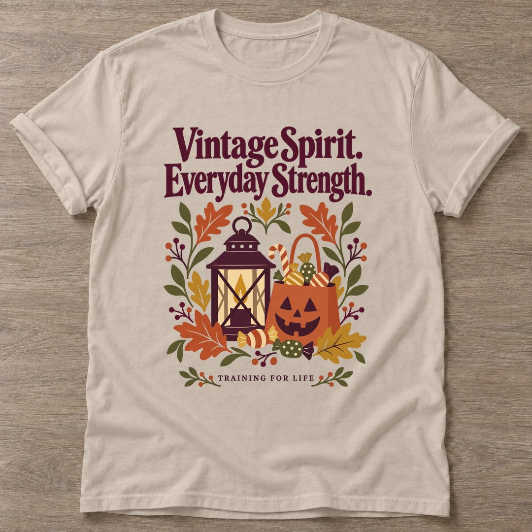 Sand Vintage Spirit T-shirt — longevity training design, for women over 40