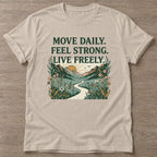 Sand Live Freely T-shirt — motivational slogan design, for women who train