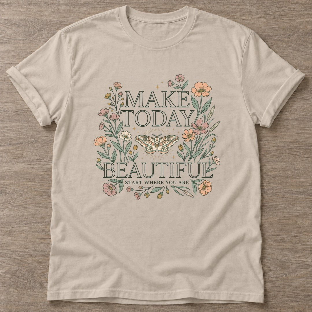 Sand Beautiful Starts Now T-shirt — motivational slogan design, for women who train