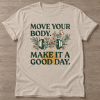 Sand Dumbbell Bloom T-shirt — floral strength design, for women who train