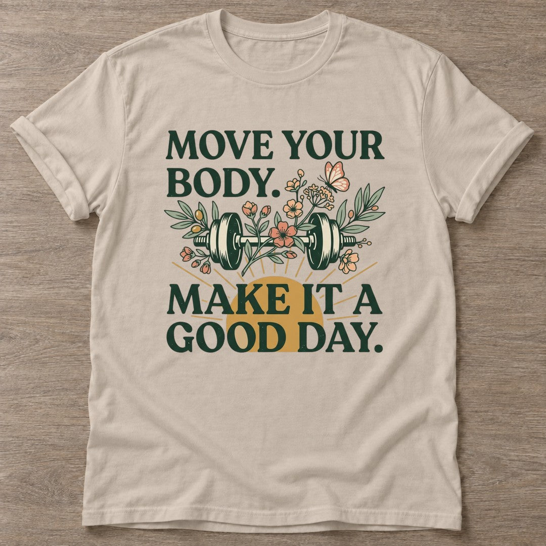 Sand Dumbbell Bloom T-shirt — floral strength design, for women who train
