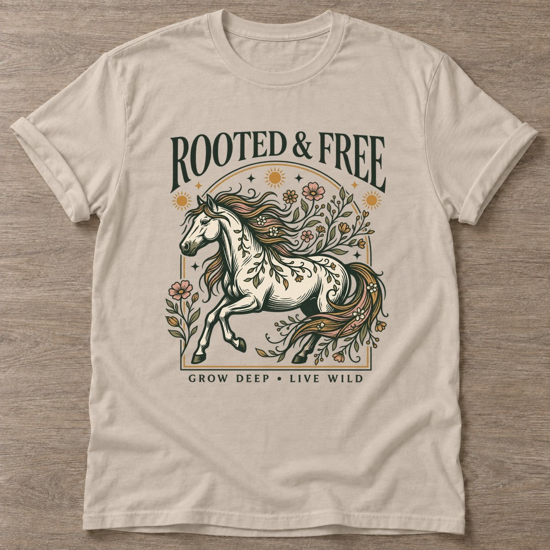 Sand Untamed Bloom T-shirt — floral strength design, for women who train