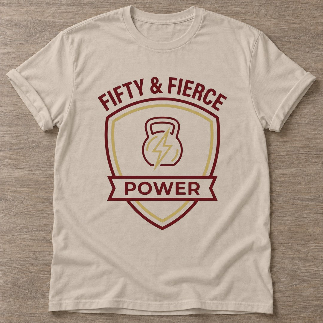 Sand Fierce Power T-shirt — weightlifting design, for women who lift