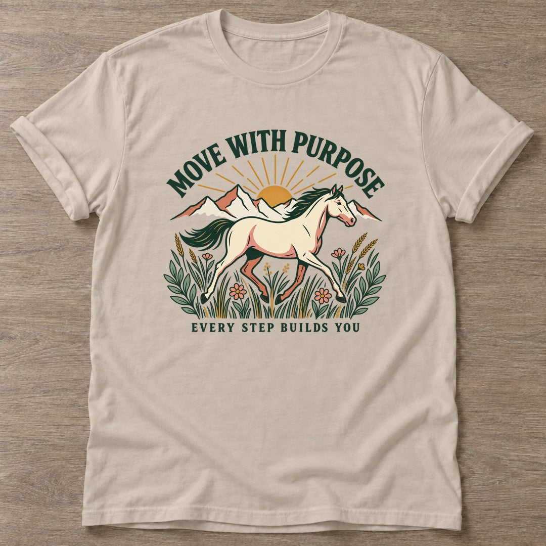 Sand Purpose Rider T-shirt — motivational slogan design, for women who train