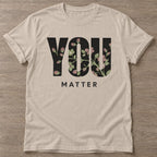 Sand Bloom Matters T-shirt — floral strength design, for women who train