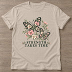 Sand Strength Takes Time T-shirt — longevity training design, for women over 40