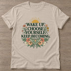 Sand Bloom Intentional T-shirt — floral strength design, for women who train
