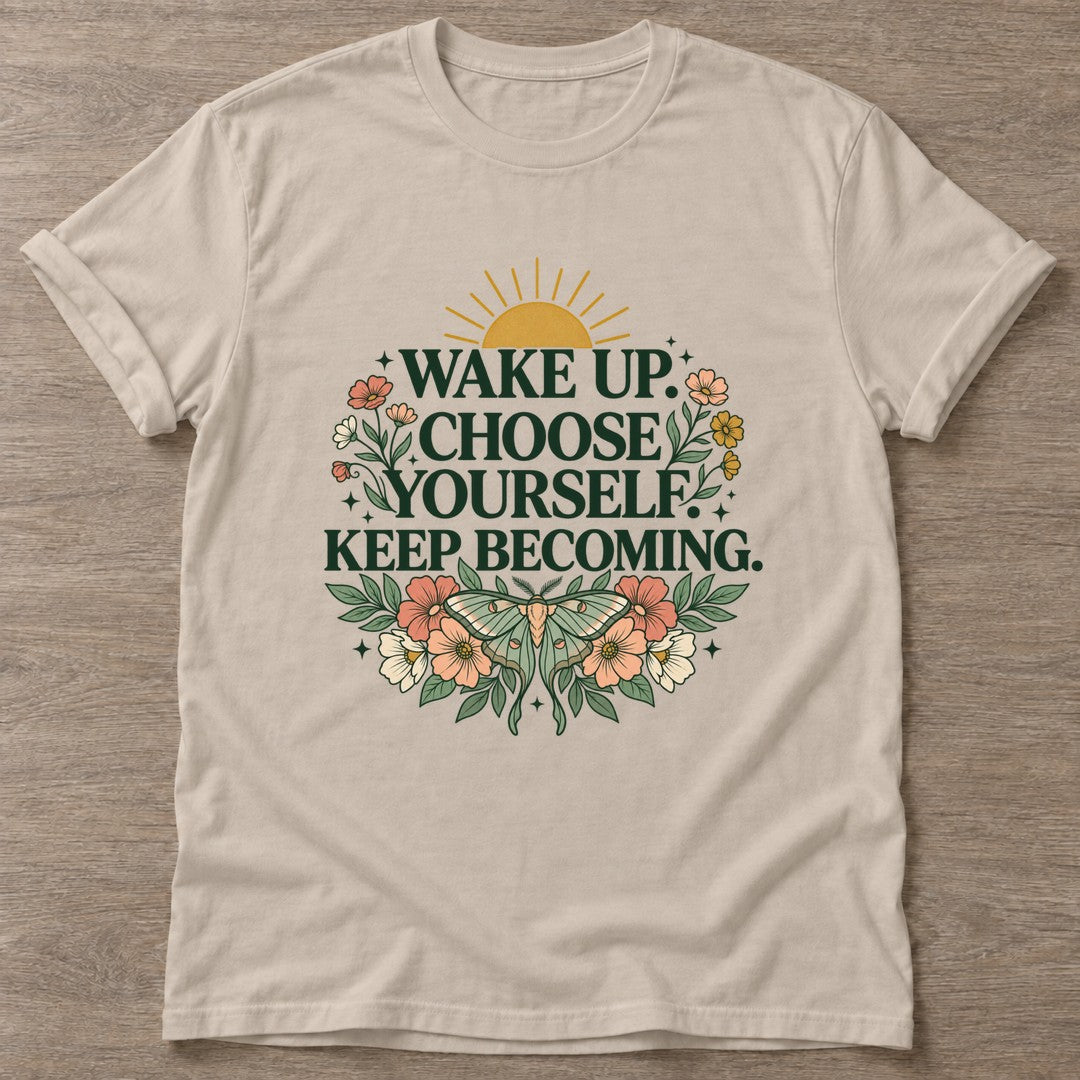 Sand Bloom Intentional T-shirt — floral strength design, for women who train