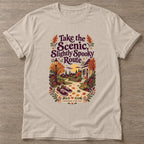 Sand Scenic Spooky Route T-shirt — walking club design, for women who walk