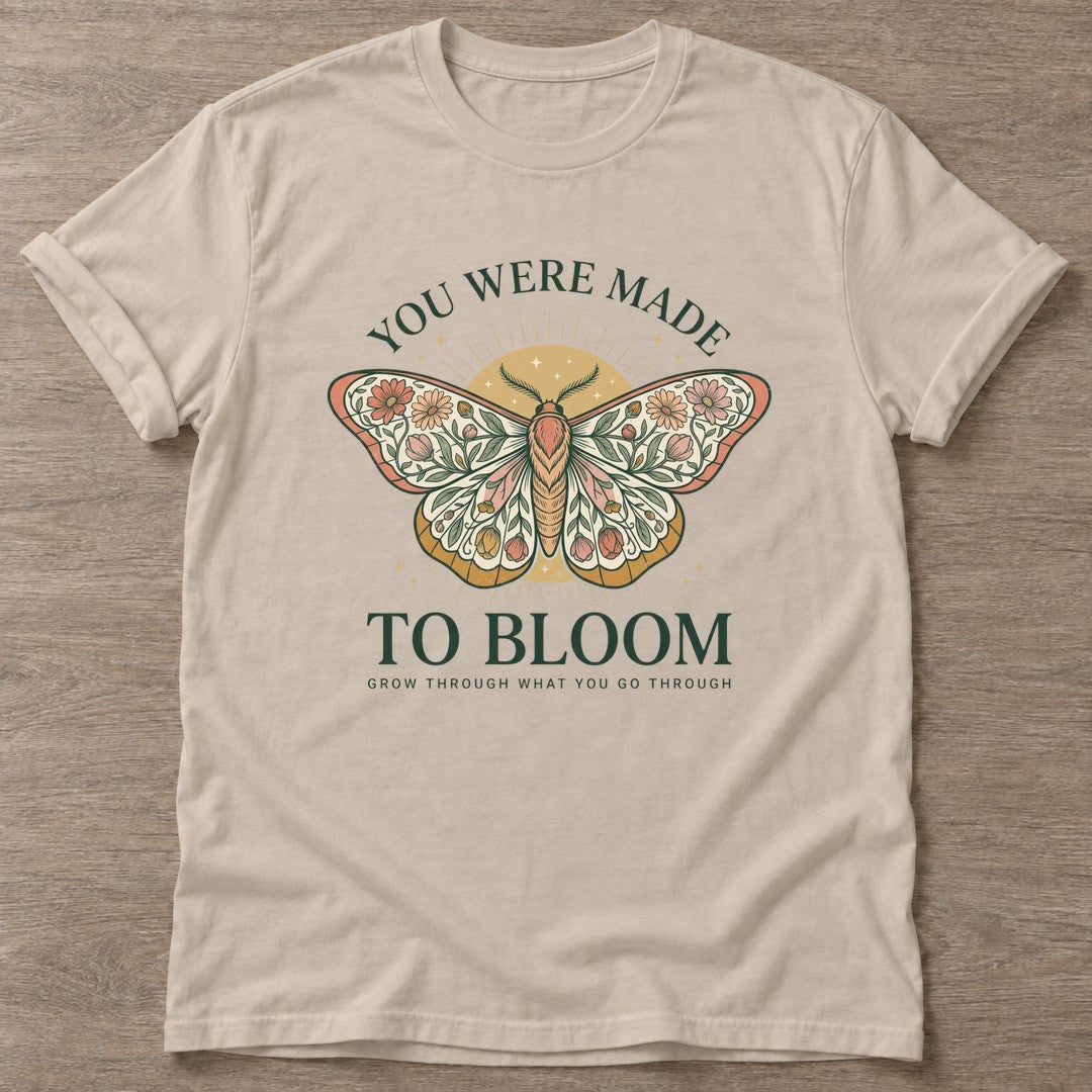 Sand Bloom Through T-shirt — floral strength design, for women who train