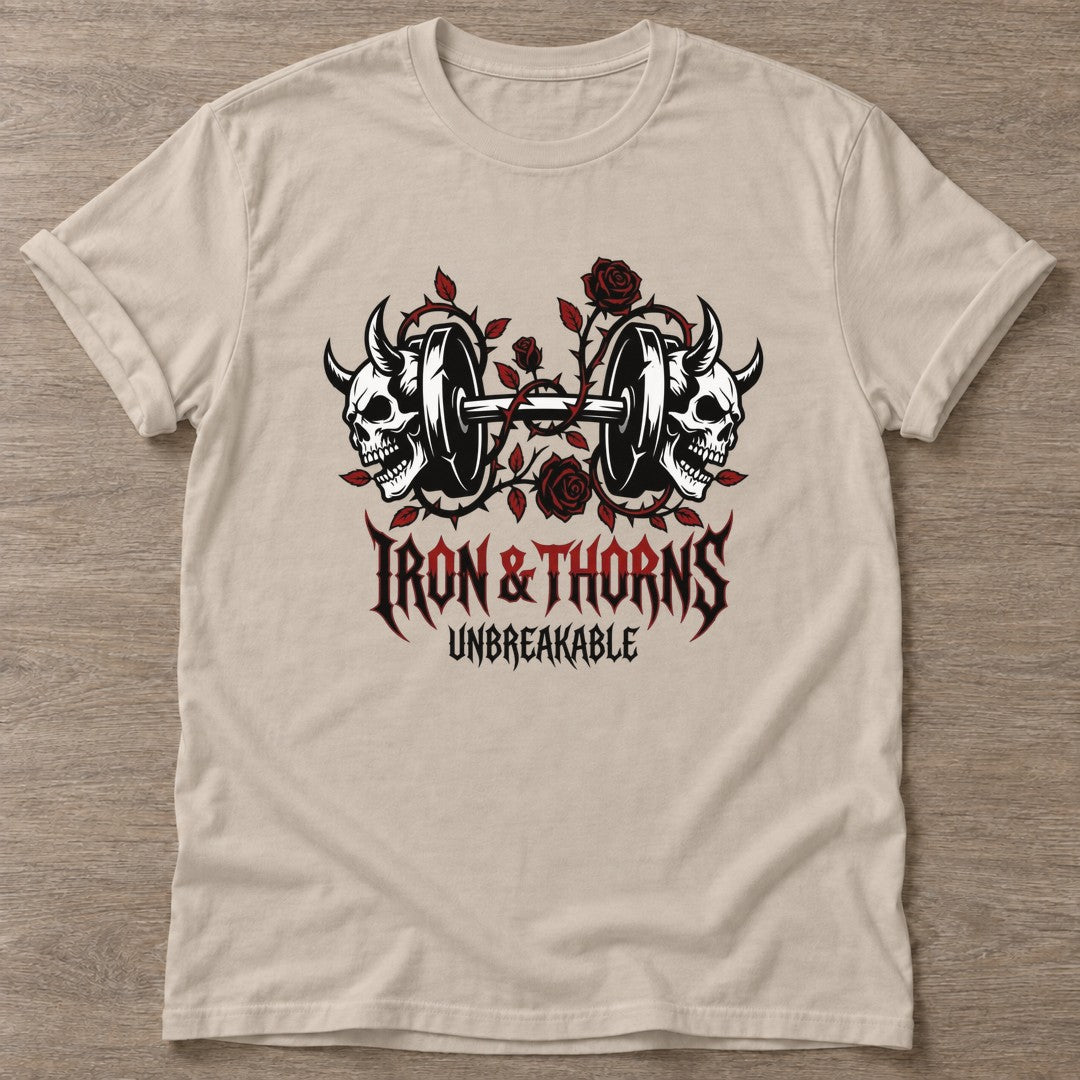 Sand Thorned Strength T-shirt — floral strength design, for women who train
