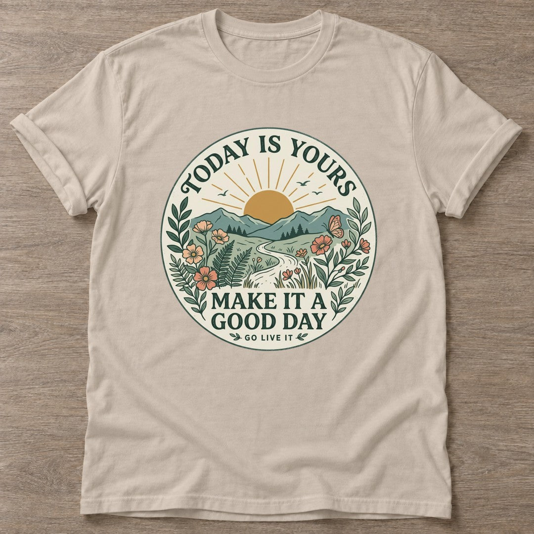 Sand Sunrise Intention T-shirt — motivational slogan design, for women who train