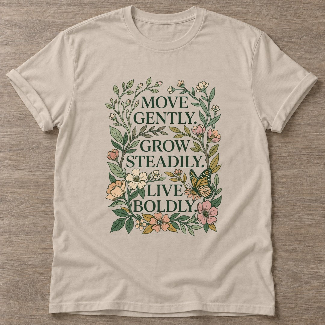 Sand Live Boldly T-shirt — motivational slogan design, for women who train