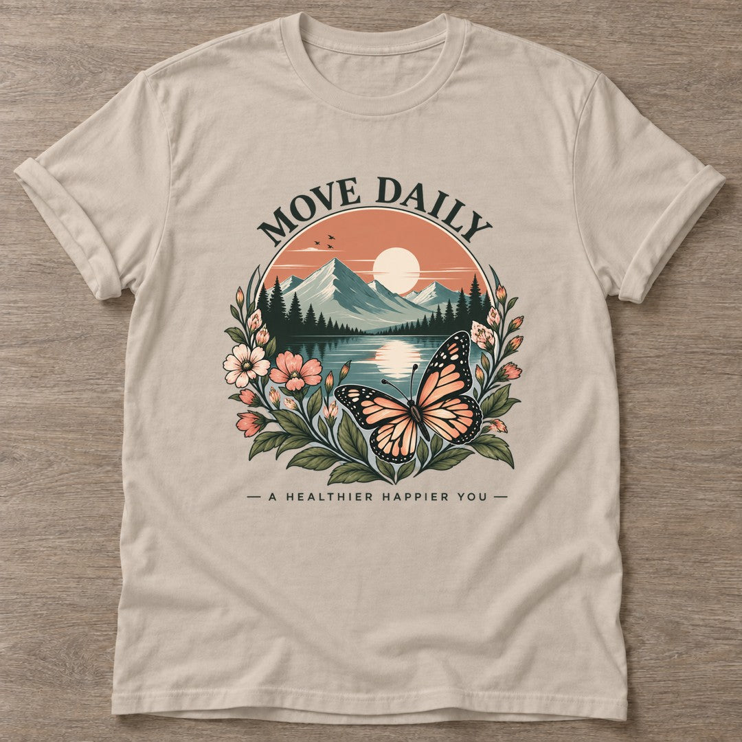 Sand Mountain Bloom T-shirt — floral strength design, for women who train
