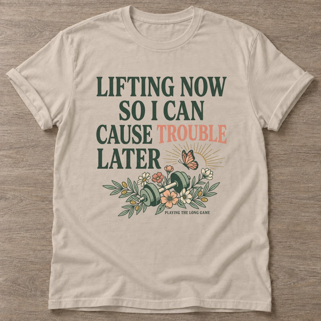 Sand Cause Trouble T-shirt — motivational slogan design, for women who train