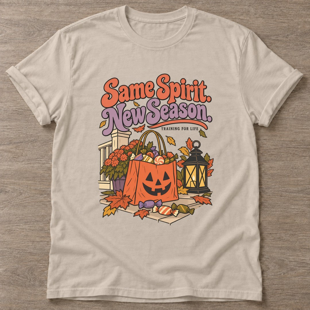 Sand Autumn Harvest T-shirt — motivational slogan design, for women who train